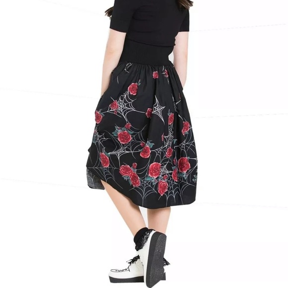 Hell Bunny SABRINA Skirt Red Roses & Spider Webs - Picture 3 of 6